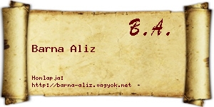 Barna Aliz névjegykártya